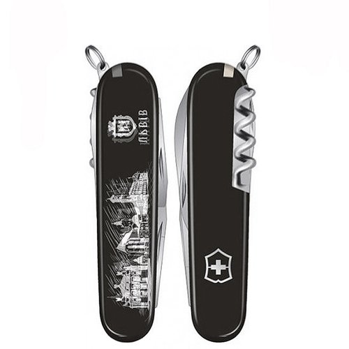 Складаний ніж Victorinox Spartan UKRAINE CITY Львів 1.3603.3R31 (Чорний)