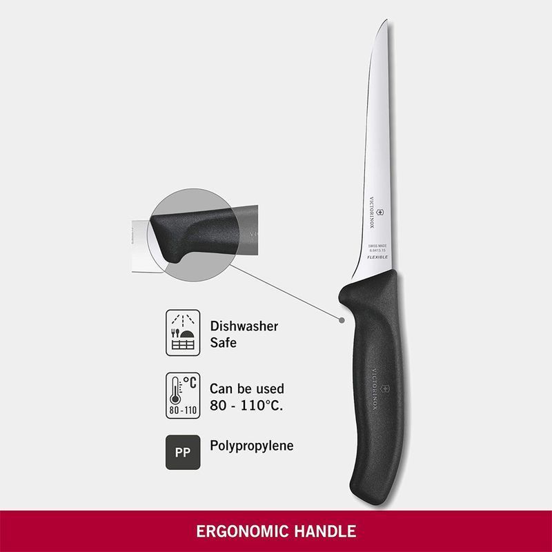 Кухонный нож Victorinox SwissClassic Boning Flexible 6.8413.15G черный