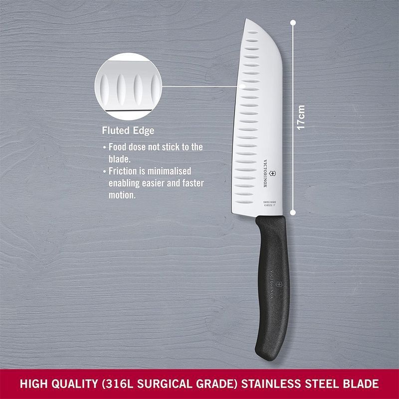 Кухонный нож Victorinox SwissClassic Santoku 6.8523.17B черный