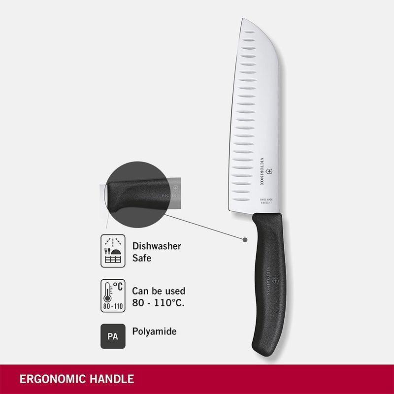Кухонный нож Victorinox SwissClassic Santoku 6.8523.17B черный