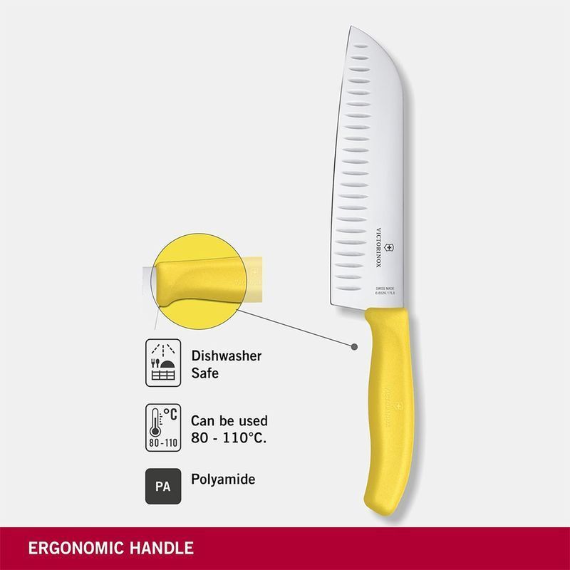 Кухонный нож Victorinox SwissClassic Santoku 6.8526.17L8B желтый