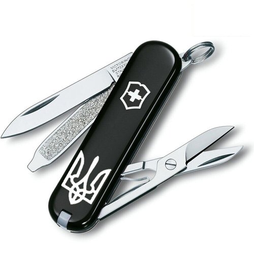 Складаний ніж-брелок мініатюрний Victorinox Classic SD UKRAINE 0.6223.3R1 (Чорний)