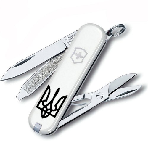 Складаний ніж-брелок мініатюрний Victorinox Classic SD UKRAINE 0.6223.7R1 (Білий)